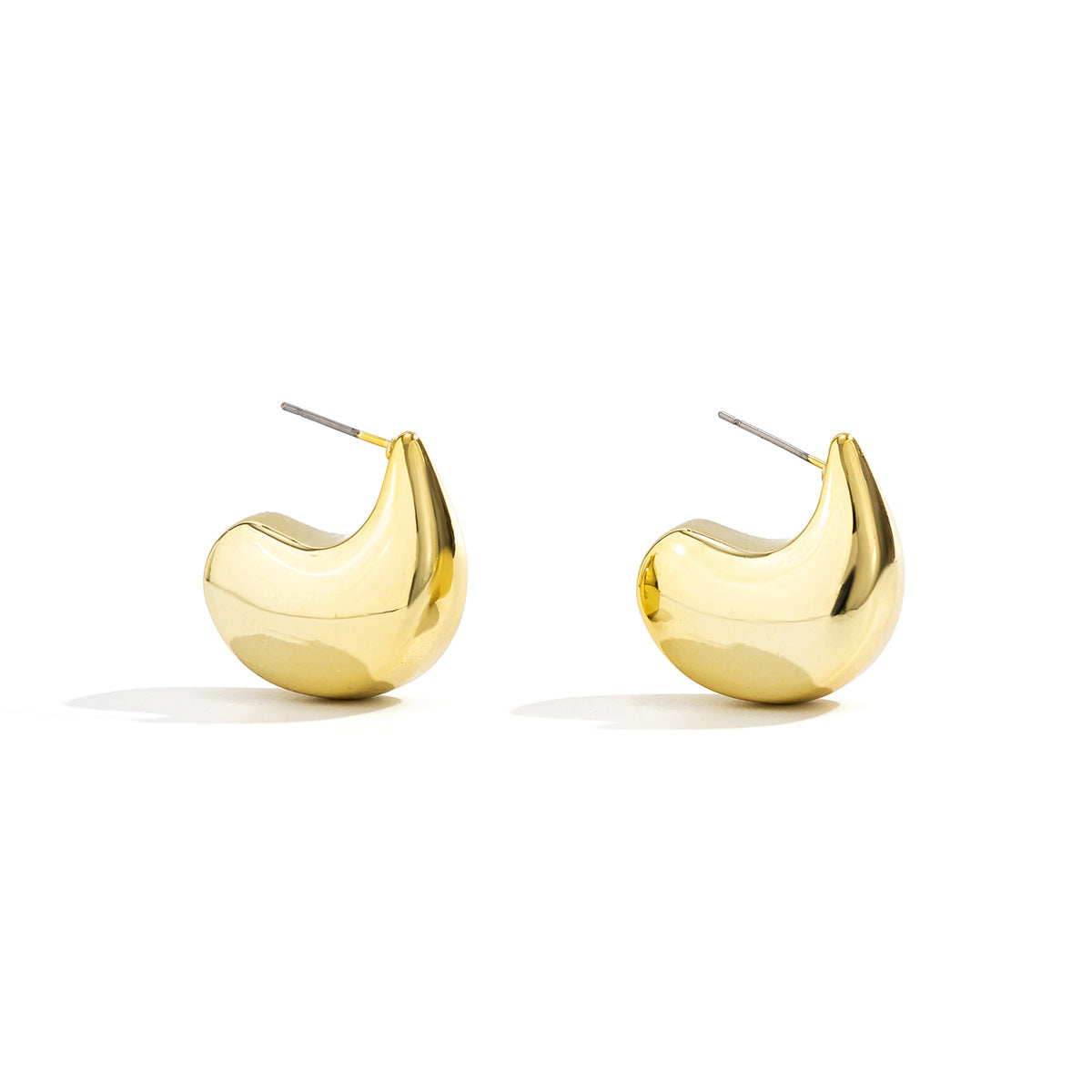 French minimalist design, comma bean earrings, smooth water droplet shaped metal wind earrings, ear accessories