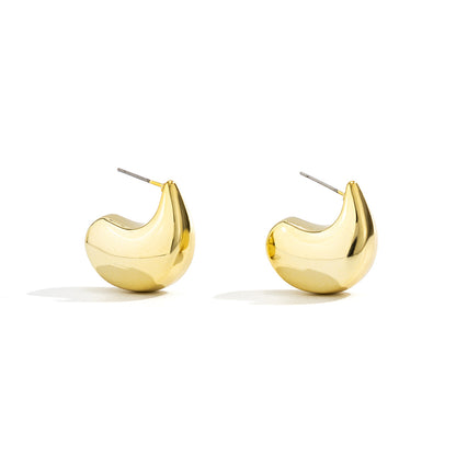 French minimalist design, comma bean earrings, smooth water droplet shaped metal wind earrings, ear accessories