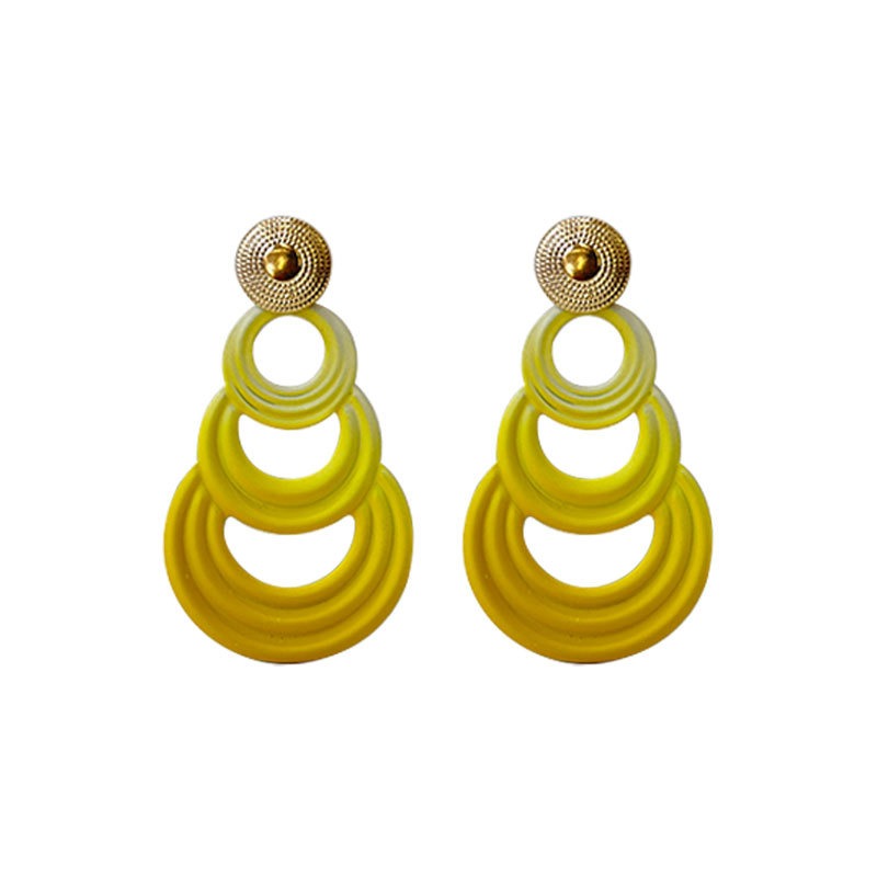 Fashion exaggerated stitching geometric circular gradient earrings