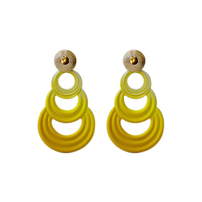 Fashion exaggerated stitching geometric circular gradient earrings