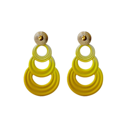 Fashion exaggerated stitching geometric circular gradient earrings