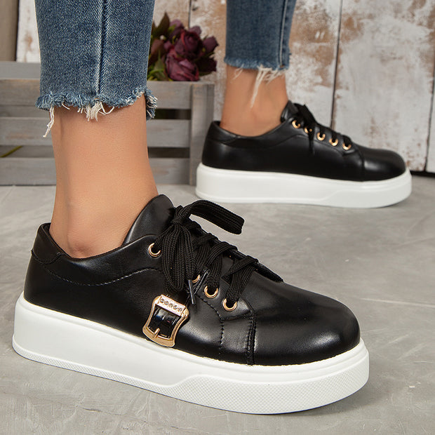 Woman Metal Buckle Loafers Casual Shoes