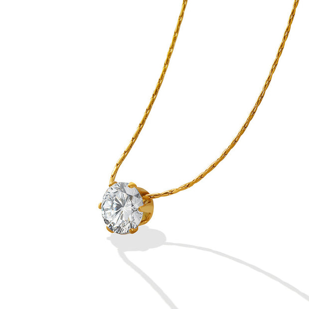 Ladies Zircon Inlaid Solitaire Necklace