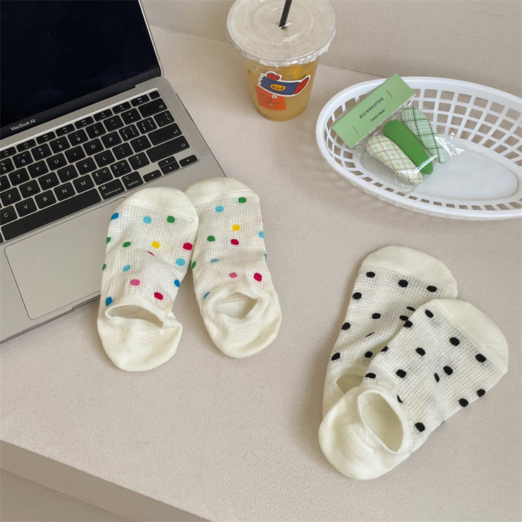 Women's Colored Polka Dot Cotton Low Cut Socks