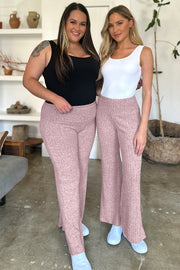 FAM-FAM Ribbed High Waist Flare Pants