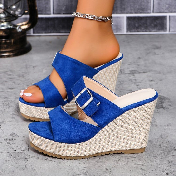 Women Summer Belt Buckle Wedge