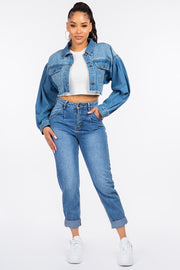 American Bazi High Waist Pleated Waist Mom Jeans