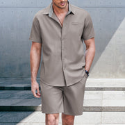 Men's Fashion Casual Shirt Shorts Suit