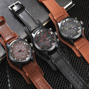 Men Leather Horse Buckle Watch