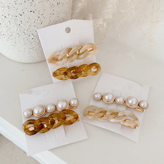 Women pearl and chain  hairpin