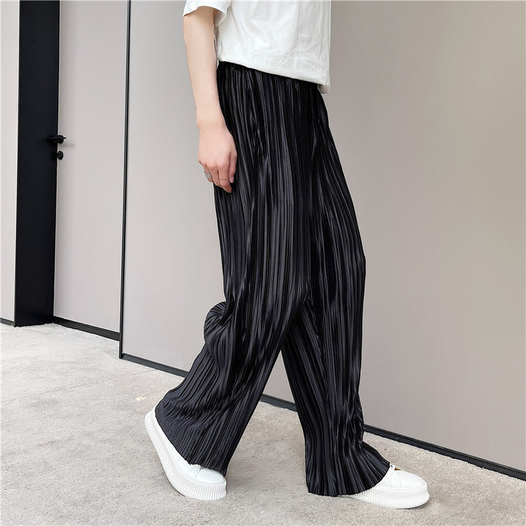 Fried Street Wind Pressure Pleated Pinstripe Casual Pants Men