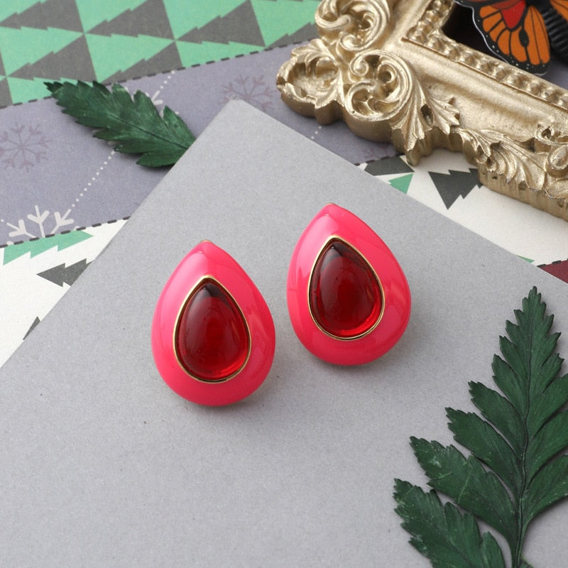 Enamel Stud Earrings