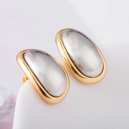 Oval Two-tone Vintage Designer Earrings