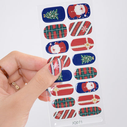 Xiantai UV Gel Nail Art Patches Semi-Cured Light Therapy Nail Stickers Waterproof 16 Finger Half Cured Nail Full Cover Wholesale