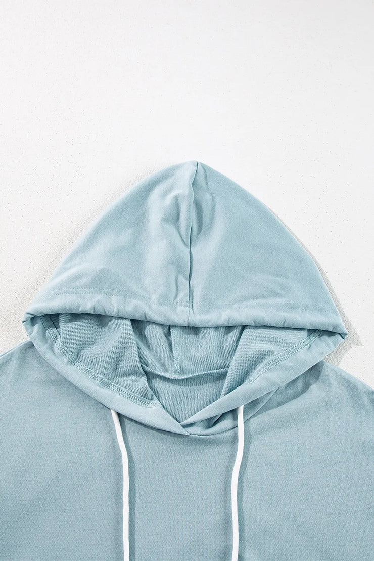 Drawstring Ruffled Dropped Shoulder Long Sleeve Hoodie