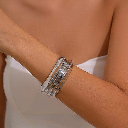 Exaggerated metal texture wide face bracelet with irregular personality for women Bracelet