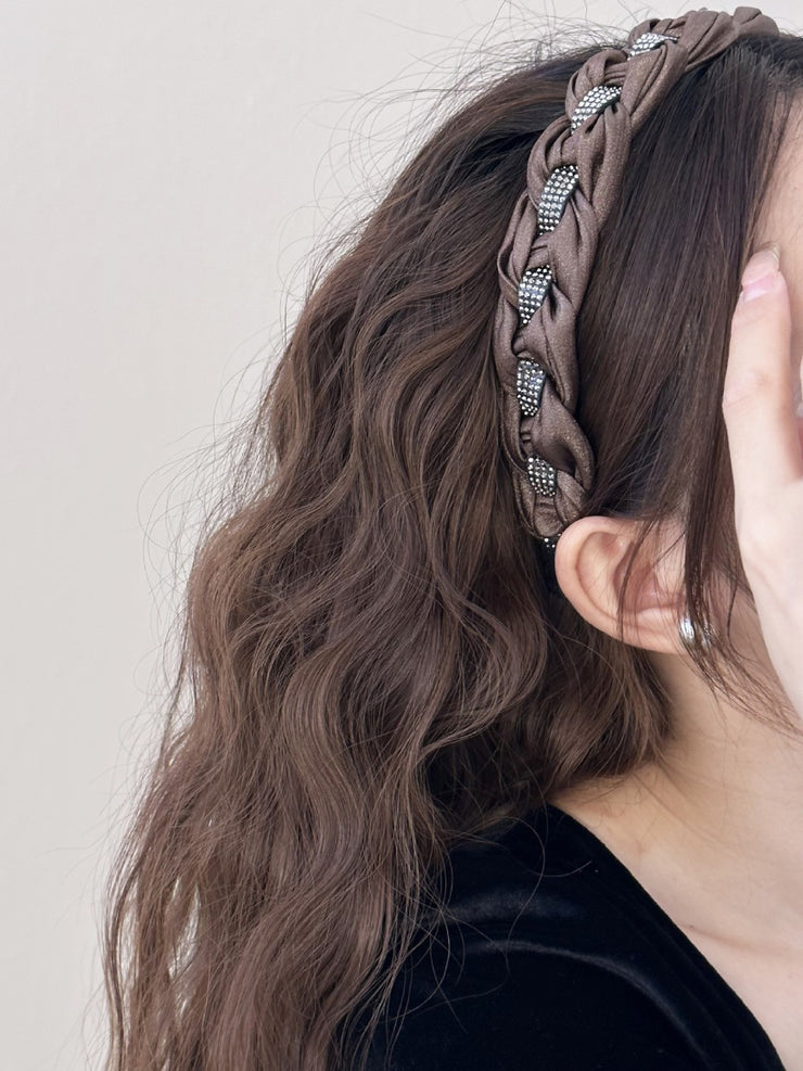 Rhinestone Braided Wide Headband