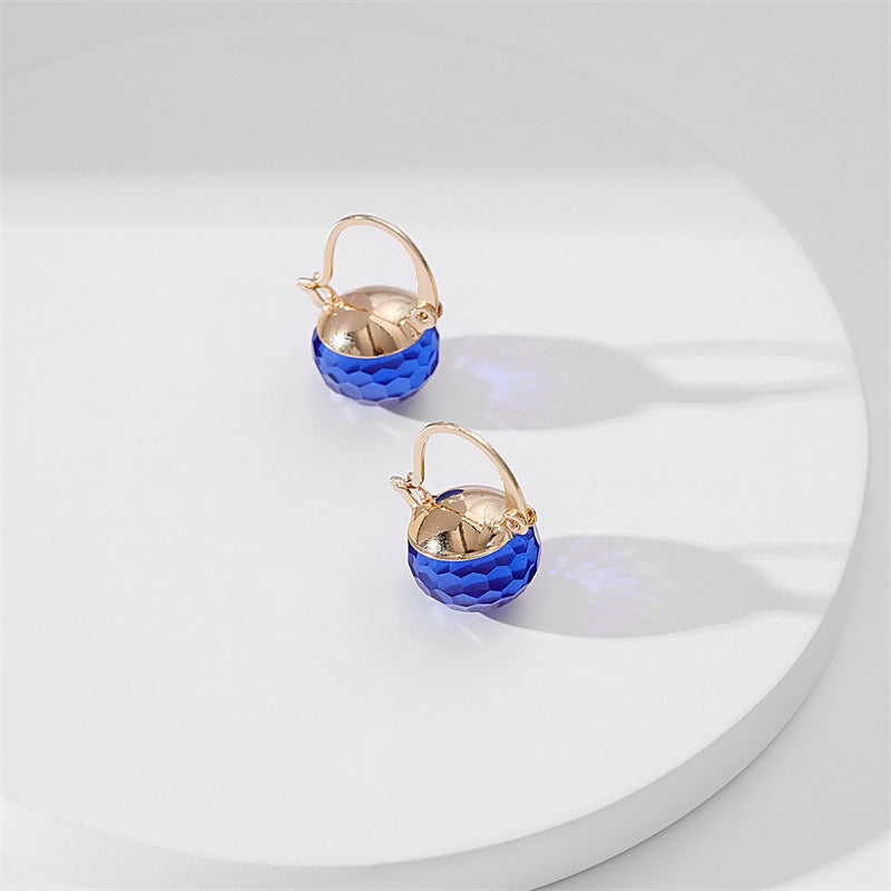 Fashionable round crystal earrings for women's spherical earrings
