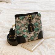 PU Leather Snakeskin Print Crossbody Bag