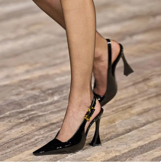 Lacquer Leather Mid Mouth Empty Pointed Pumps
