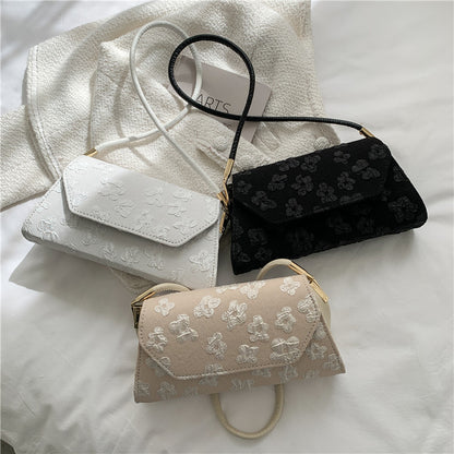 Women Bag Solid Color New Trendy Tote Bag Printing Fashion Hand-Held One-Shoulder Underarm Bag Western Style Oblique Cross Small Bag