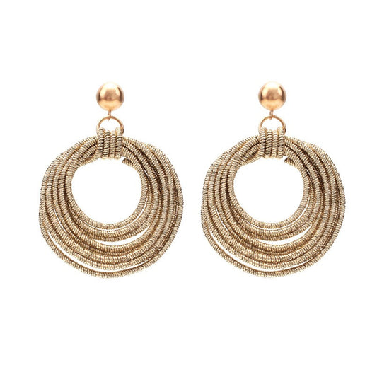 Retro Round Metal Multi-Layered Loop Earrings for Women