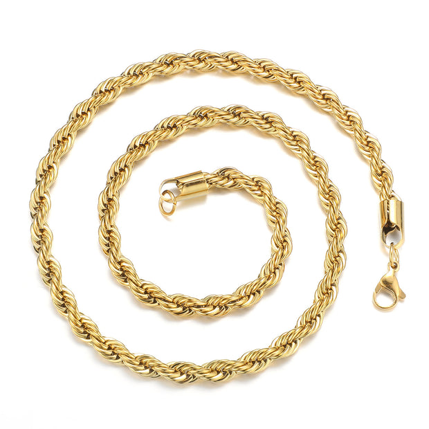 Stainless Steel Hemp Gold plated Ornament Necklace