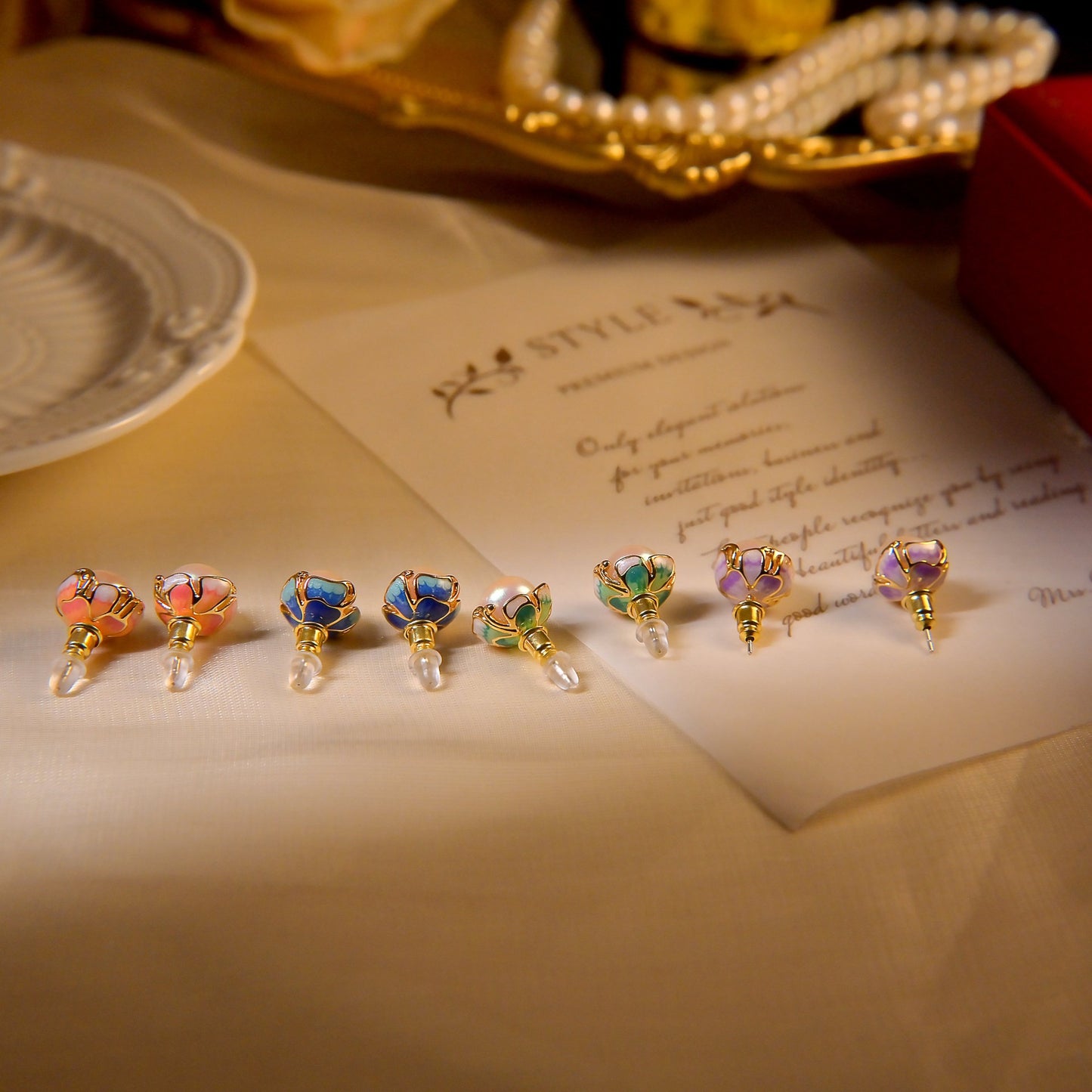 Pearl colorful earrings