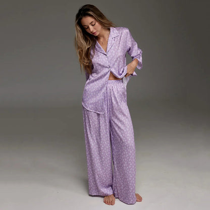 Elegant Long Sleeve Two-Piece Sleepwear Set