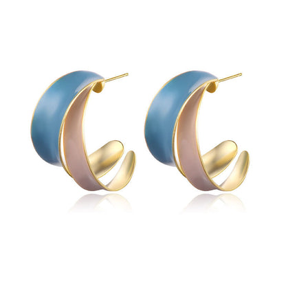 Fashion C-Shaped Double-Layer Earrings