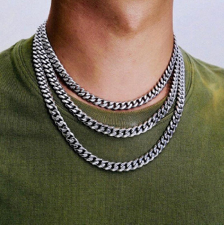 Fashion Cuba Chain Necklace Men Titanium Steel