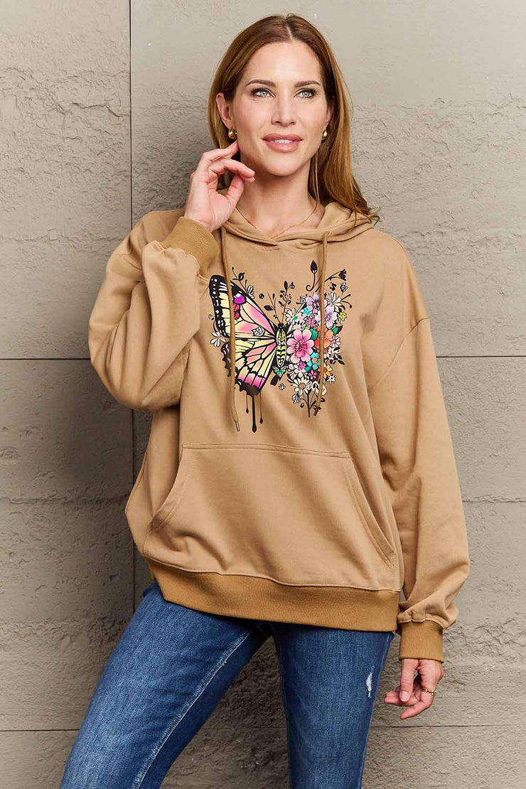 Simply Love Simply Love Full Size Butterfly Graphic Dropped Shoulder Hoodie