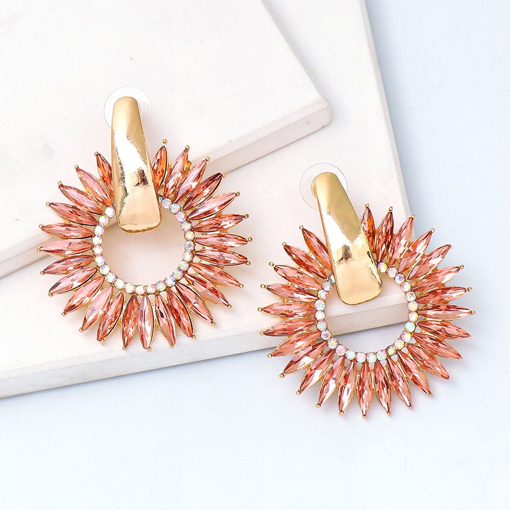 Bohemian Colorful Crystal Round Hoop Earrings