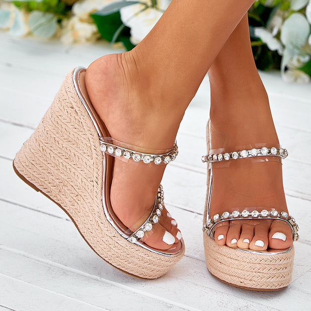 Women's Rhinestone Strap Wedge