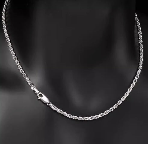 Sterling Silver Plated Fried Dough Twists Chain For Men