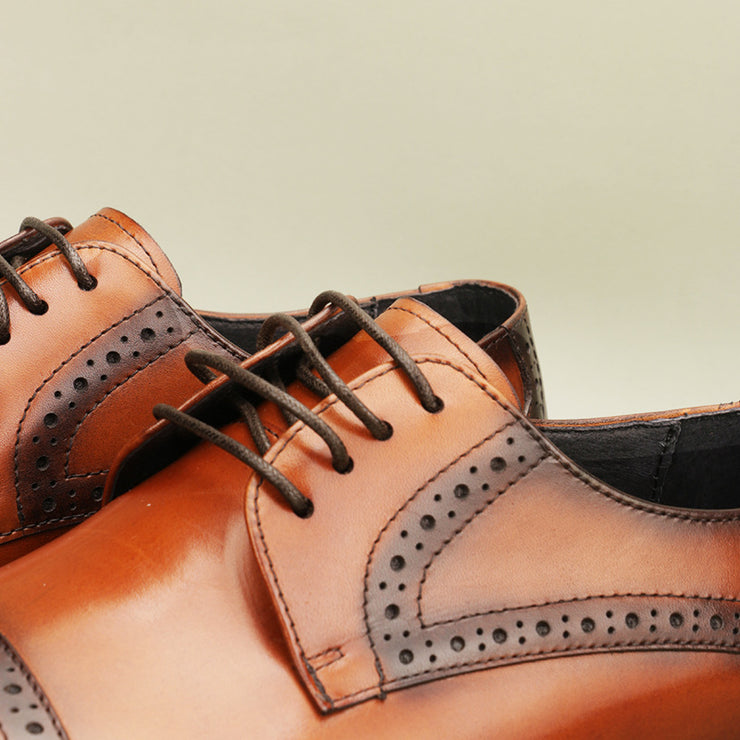 Leather Brogue Carved Dress Shoes Men