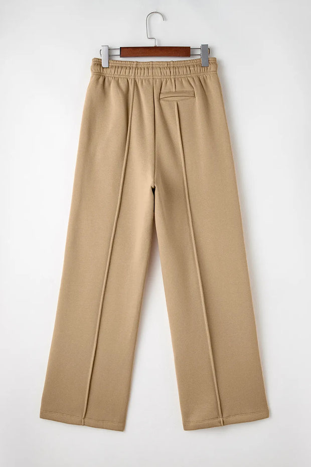 Drawstring Wide Leg Pants with Pockets