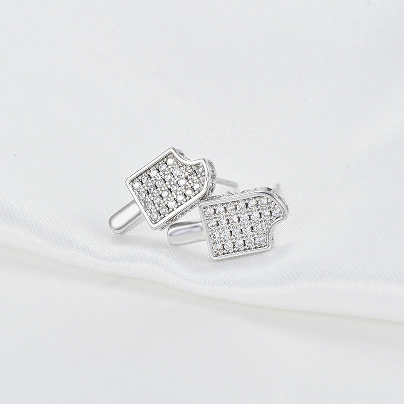 ED Geometric Gold-Plated Earrings with Inlaid Artificial Gemstones