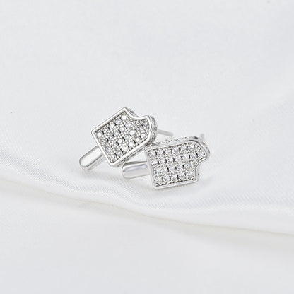 ED Geometric Gold-Plated Earrings with Inlaid Artificial Gemstones