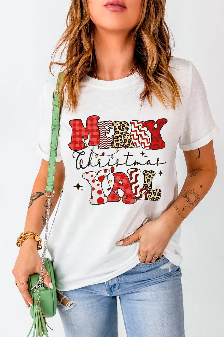 Letter Graphic Round Neck Short Sleeve T-Shirt