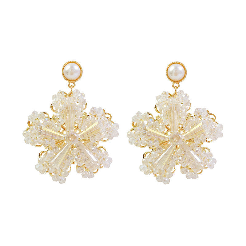Exaggerated Crystal Flower  Style 925 Silver Jewelry for Women