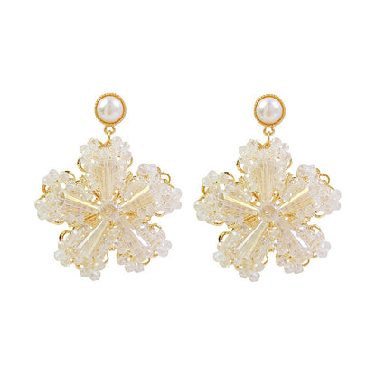 Exaggerated Crystal Flower  Style 925 Silver Jewelry for Women
