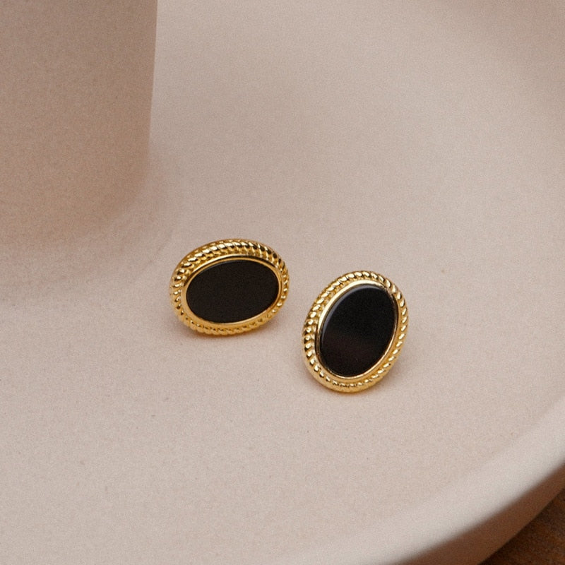 Black Zircon Stud Earrings