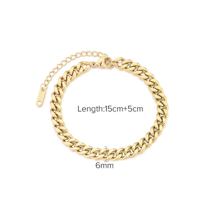 Stainless Steel Cuba Bracelet Vintage Webbing Titanium Steel Gold Plated Wide Bracelet 18K Vacuum Plated Bracelet Jewelry
