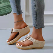 Women's Plus Size Beach Slippers Wedge Heel Platform