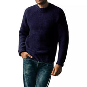 Men's Pullover Winter Casual Solid Color Round Neck Knitted Sweater