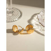 18K Gold Stainless Steel Double-sided Small Shell Earrings