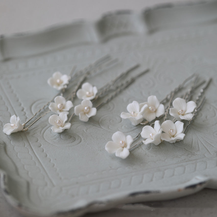 White Flower Hair Fork