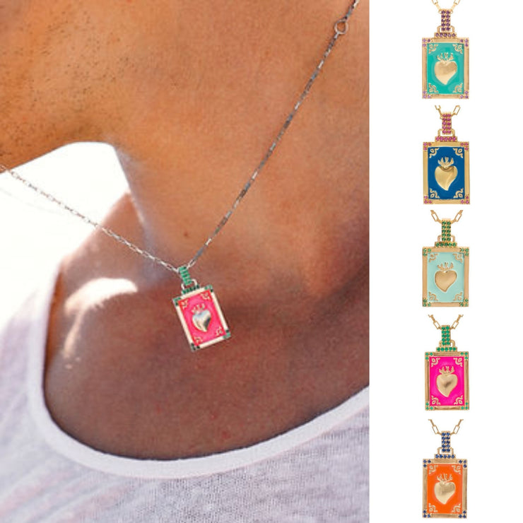 Retro Simple Colorful Oil Necklace Love Pendant Necklace