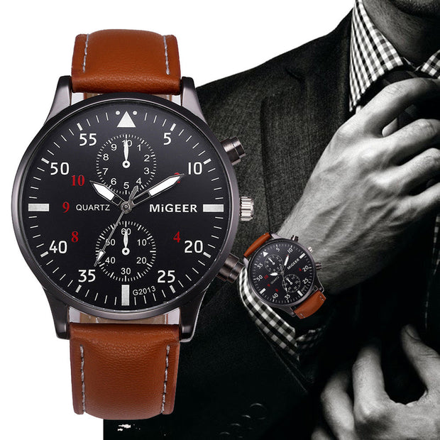 Men Leather Band Watch